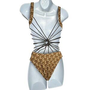 GIDEON OBERSON One piece swimsuit bungee cord detail size small